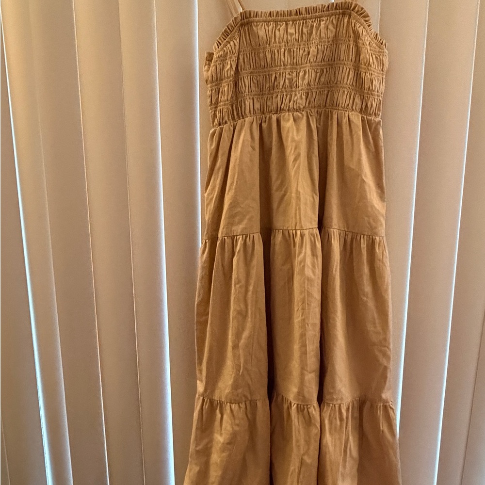 Never worn Smocked Tiered Maxi Dress in tan